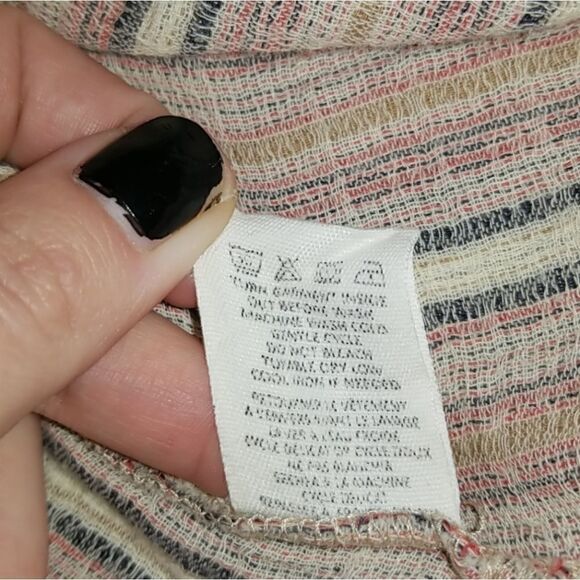 Billabong 100% Cotton Striped Distressed Frayed Loose Fit Classic Button Shirt - Picture 9 of 10